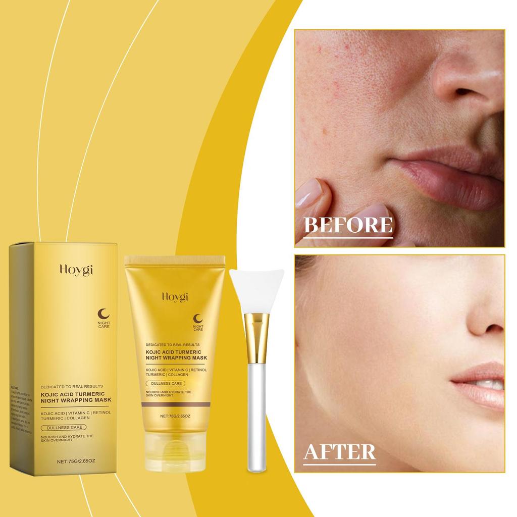 Kojic Acid Turmeric Overnight Wrapping Peel Off Mask Nourishes Hydrolyzed Collagen Glowing Skin Firms Face Mask Korean Skincare