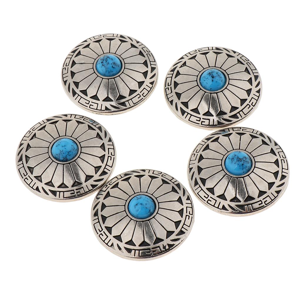5 Pieces Round Floral Rivet Buttons with Case Back for Wallets