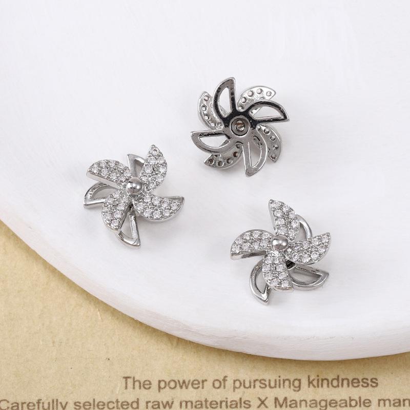 Rotating Snowflake Rhinestone Nail Art Decorations with Zirconia Beads - Wearable Double Layer Design.