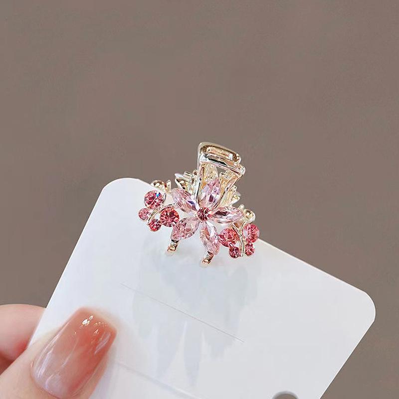 Mini Crab Metal Hair Clips Small Hair Accessories For Women Girl Pink Flower Bow Hair Pin Side Bangs Clip