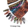 Animal Skin Leopard Design 10Pcs Nail Art Tips Decal Decorative Paper Creative Nail Sticker for Women