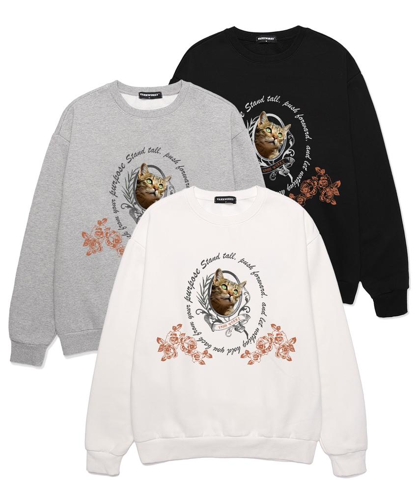 VANNWORKS Proud Cat Oversized Sweatshirt (Vls0112) Melange Grey (Type A)