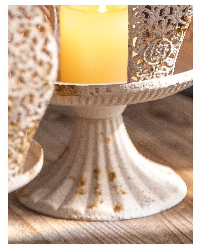 French Crown-Shaped Hollow Candlestick: European Retro Tabletop Ornament for a Cozy B&B Atmosphere
