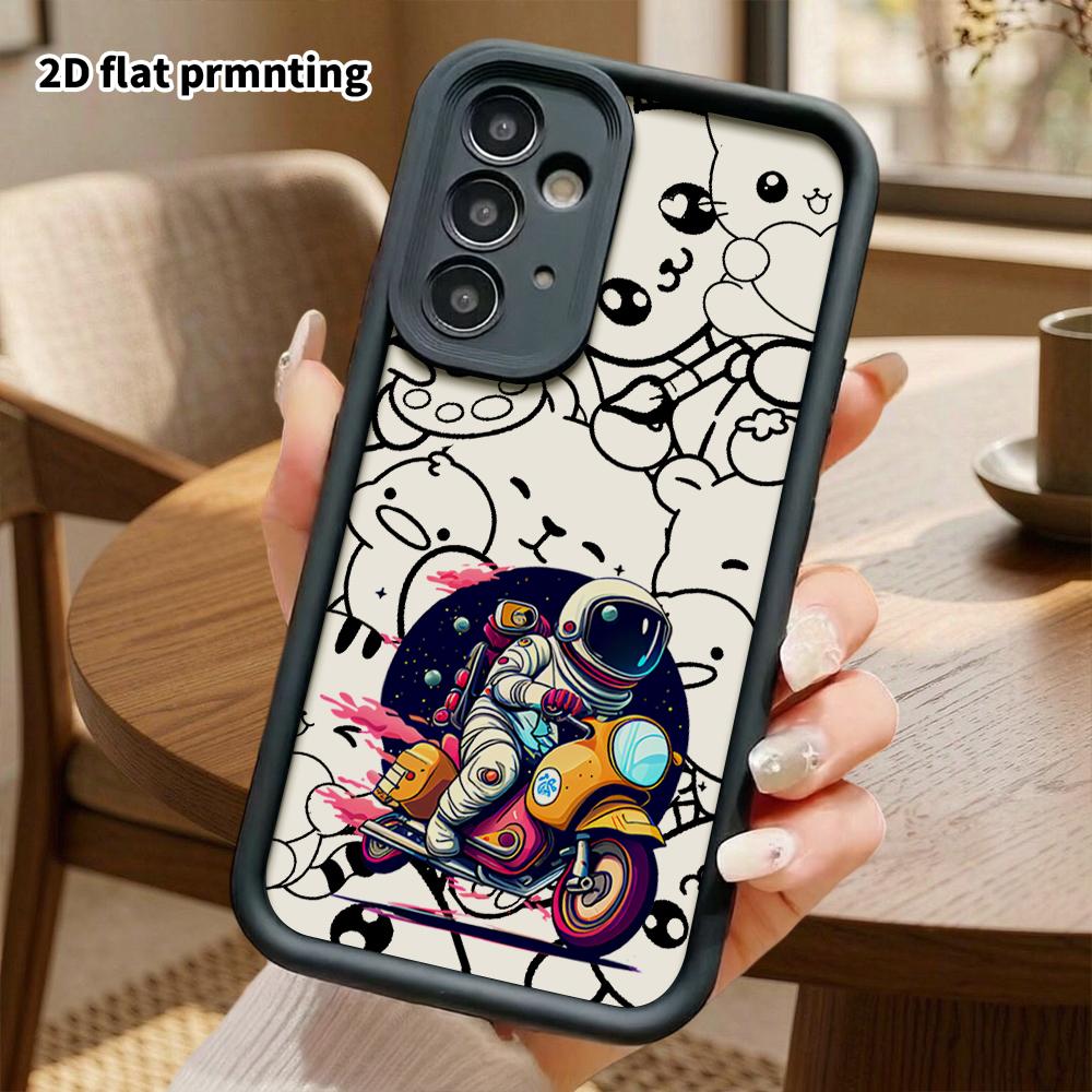 Phone Case: 2D flat, fits Samsung Galaxy A34 A35 M05 M06 S20 S22 S21 FE Plus 5G; an astronaut riding a motorcycle, perfect Christmas and Halloween hol