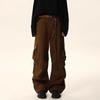 American Retro Maillard Brown Unisex Paratrooper Overalls - Autumn Loose Straight Wide-Leg Casual Pants