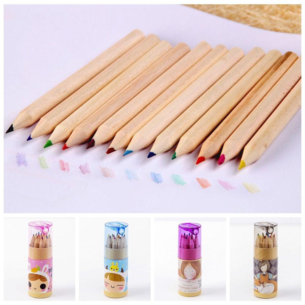 12pcs Hand-Painted Cartoon Painting Pencil Set Colored Pencils Stationery Pencil  Artists