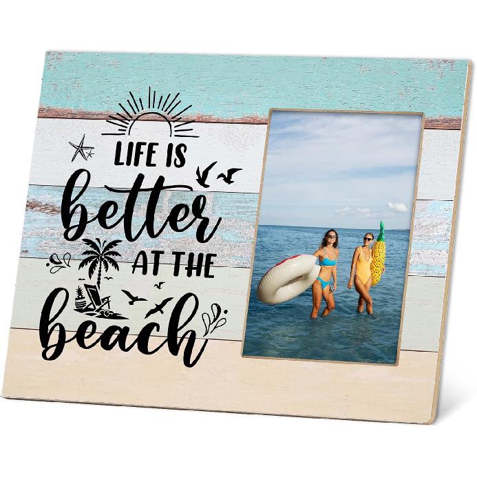 Beach Picture Frames 4x6, Beach House Decor, Love Picture Frame, Beach Trip Vacation Gifts, Gifts for Couples, Coastal Photo Frame -M01 Beach 1