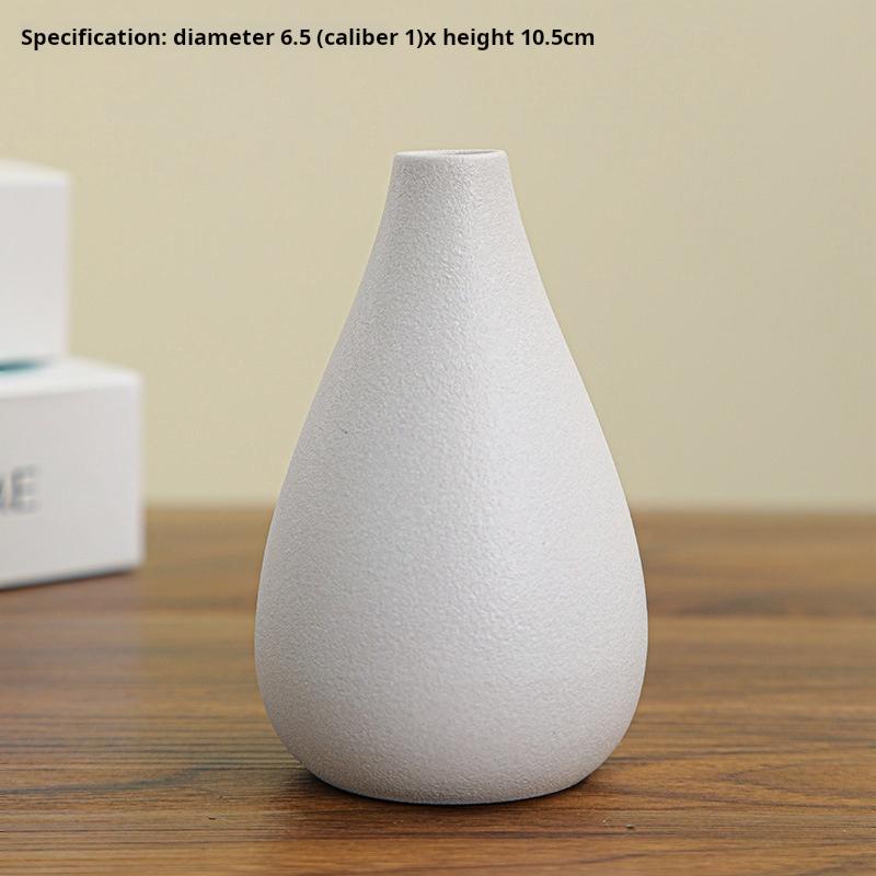 Casual White Ceramic Tabletop Vase Small Home Desktop Decoration Art Design for Flower Arrangement