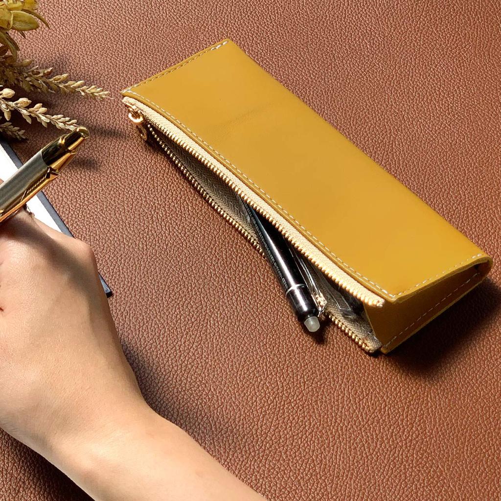 Genuine Leather Pencil Case for Pens and Simple Design for Suitable for Men and Slim, Compact, Pencils. High-quality, Stationery. Women.