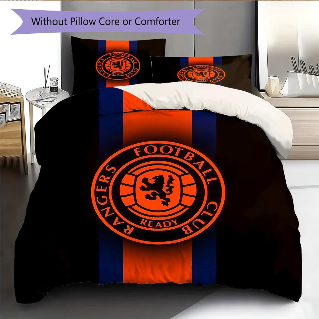 Rangers FC2 Pattern Bedding Quilt Set Home Decoration Gift (1 * duvet cover + 2 * pillowcase without core)