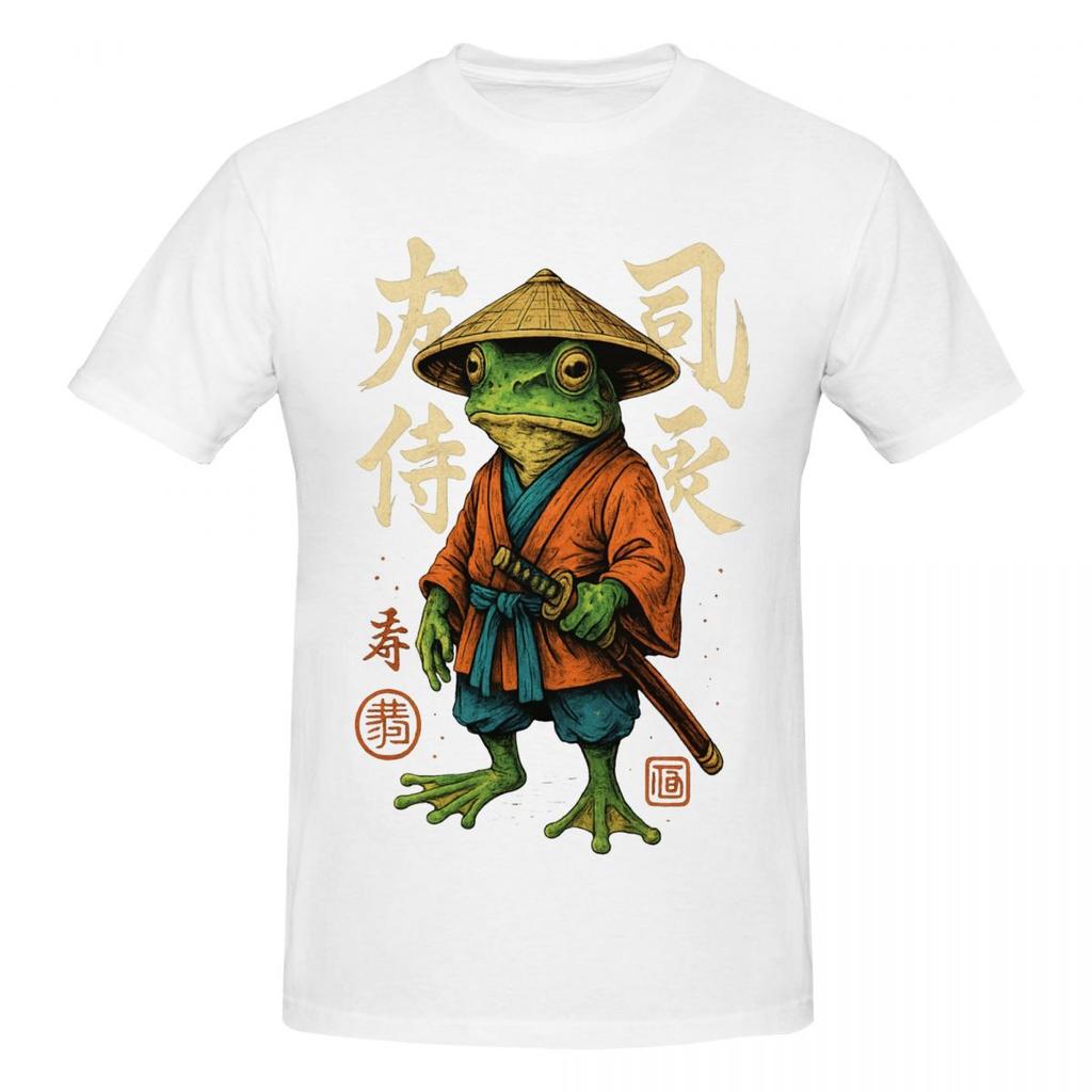 Unisex Samurai Frog Trending T Shirt Vintage Cotton T Shirt Homme