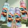 1PC Off Road Truck Wave Splash Pattern 750ml Color Plastic Sports Water Bottle Leakproof Flip Straw Lid Suitable for Sports Office Home Use