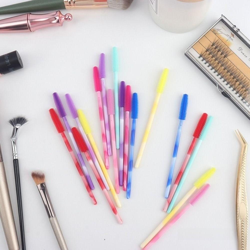 50Pcs Silicone Eyelash Brushes Makeup Tools Eyelash Makeup Brush Spoolers Eyebrow Comb  Girl