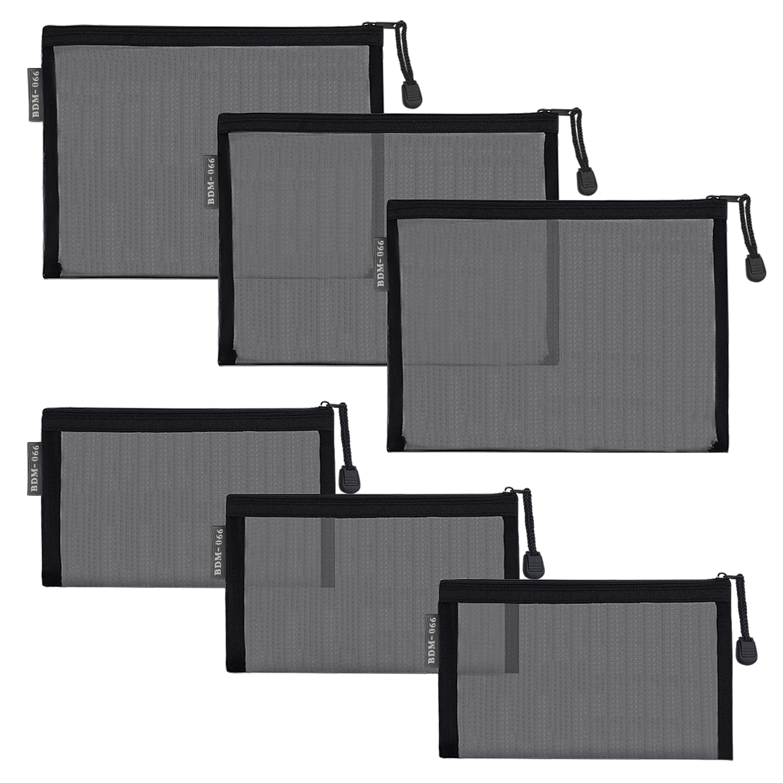 

besharppin Сетчатый косметический набор из 6 штук Косметичка для хранения косметики и мелких предметов для деловых поездок и путешествий, (черный) чёрный