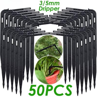 50 STÜCKE 1/8 ''Grüne Tropfer 3/5mm Biegepfeilstrahler Garten Topfbewässerung Bewässerung Micro Drip System Armaturen