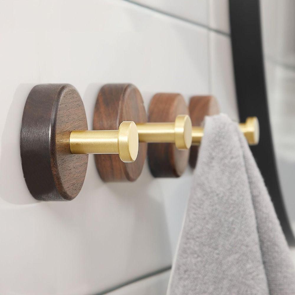 Solid Wood Suction Cup Hook Self-Adhesive Bathroom Hook Space Saving Wall Mount Hook Door Hanging