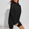 Women's Solid Color Slit Round Neck Sweatshirt Casual Top Loose Long Sleeved Top