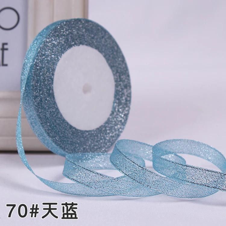 6mm 10mm 15mm 20mm 25mm 40mm 50mm 25 Jardów Złote Srebrne Brokatowe Wstążki Owijanie Prezentów Ślubnych Boże Narodzenie Halloween Impreza DIY Rękodzieło