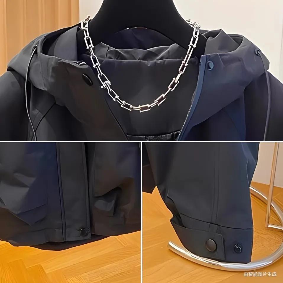 Spring and Autumn Casual Short Jacket Design Sense Hooded Long-sleeved Jumpsuit Jacket Is Thin and Versatile Loose