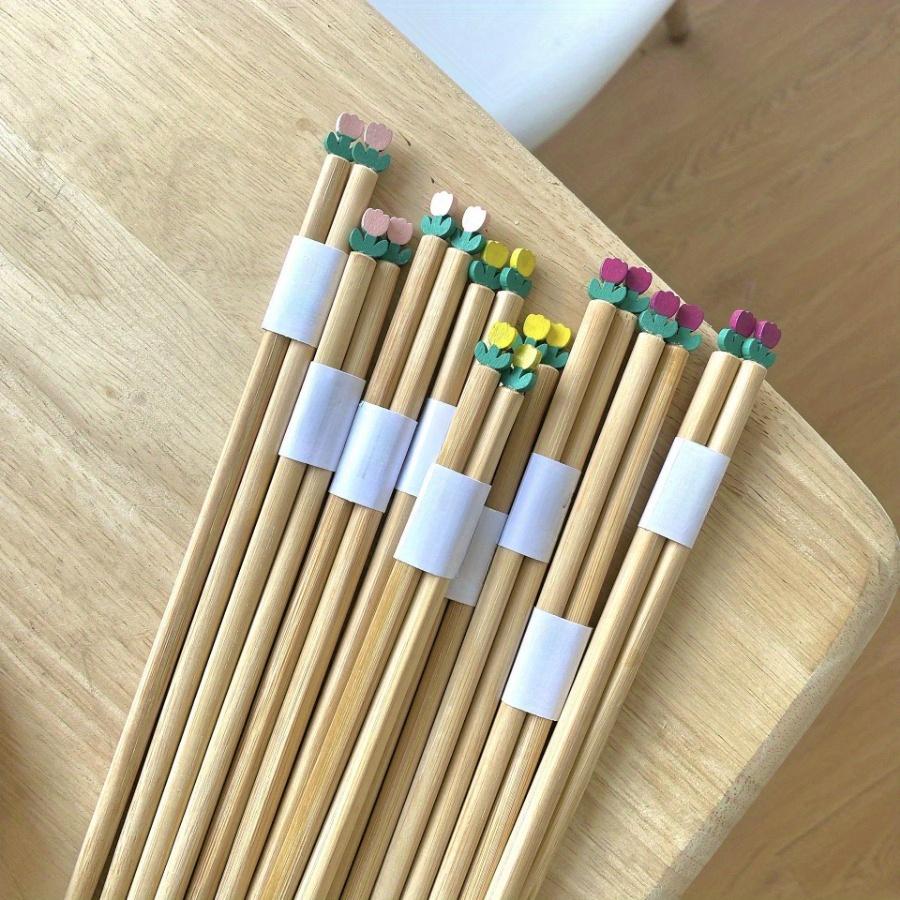 1 pár hůlek Ins Wind Lovely Tulip Praktické bambusové hůlky Hůlky pro pár rodinných banketů