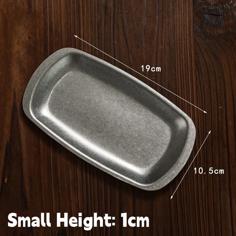 Vintage Stainless Steel Barbecue Plate,Used Snack Plate,Hot Pot Dish, Dessert Plate,Dinner Plate,Fruit Dish Dim Sum Plate