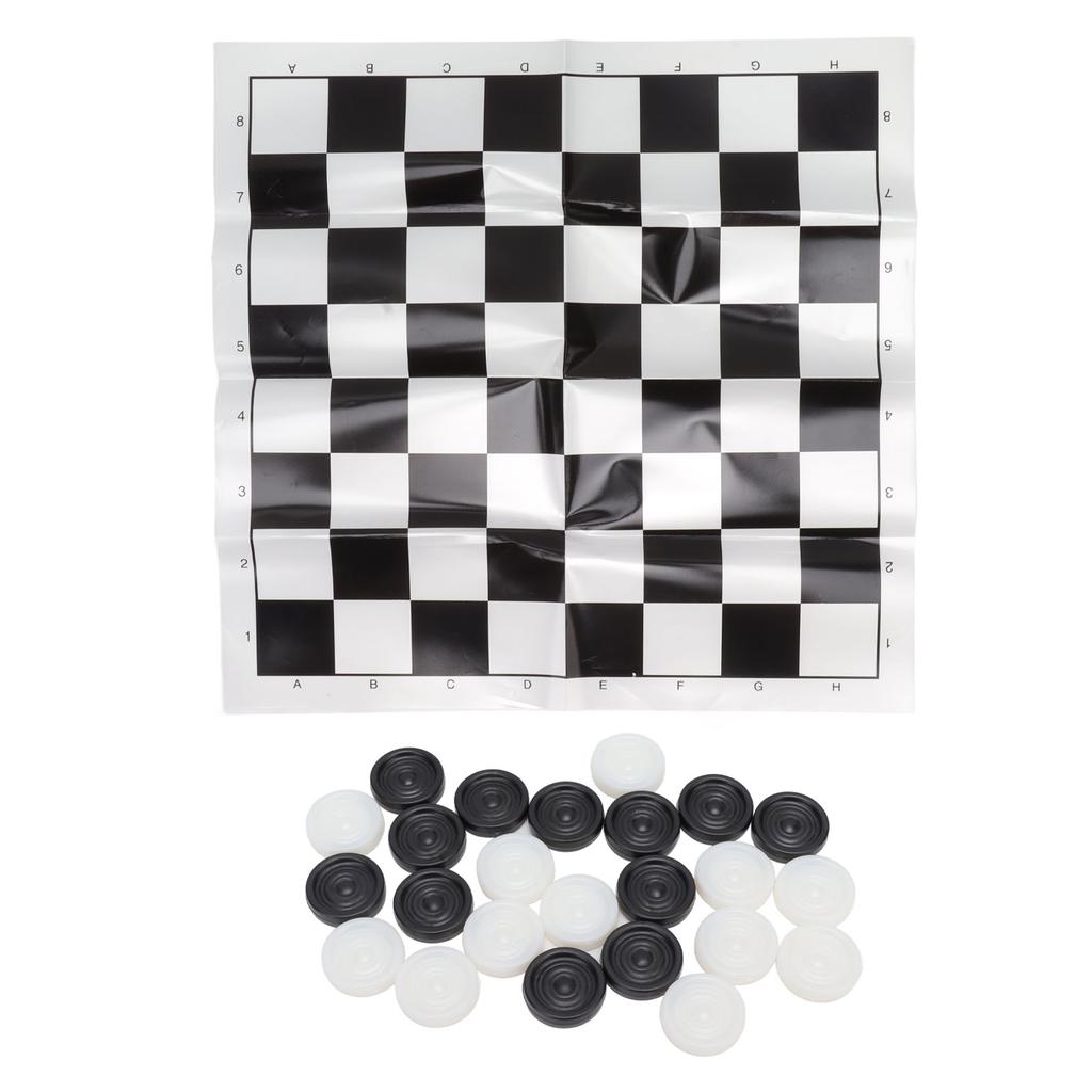 Checkers Set Stackable Black White Plastic Pieces Draughts Board Game with Transparent Box for 3 Years Old Above