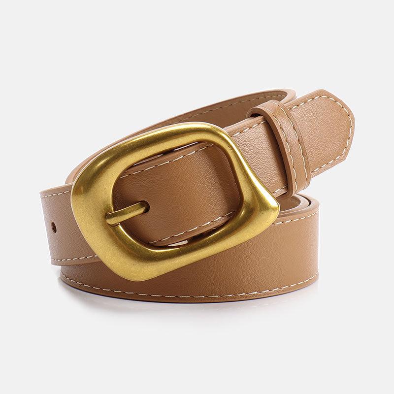 Color Solid Simple Belt With Irregular Square Needle Buckle Design For Use Daily