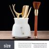 Zen Style Porcelain Tea Ceremony Set: Mutton Fat Jade & Copper Gongfu Tools - 6 Gentlemen