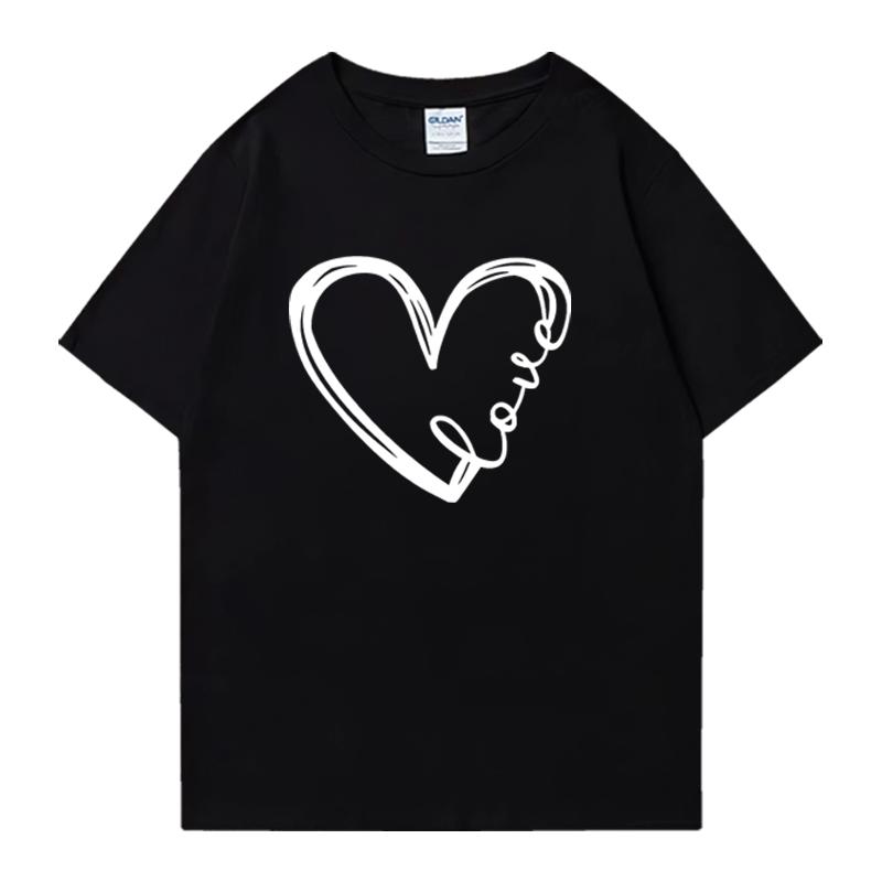 Fashion Love Heart Printed Crew Neck Cotton Men Women short sleeve t-shirts Summer Oversized Tee shirt streetwear plus size top