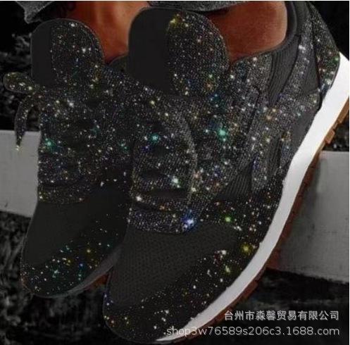 

0 Breathable large size sports and leisure shoes autumn platform women s shoes sequins student rhinestones new muffin heel 202 35 чёрный