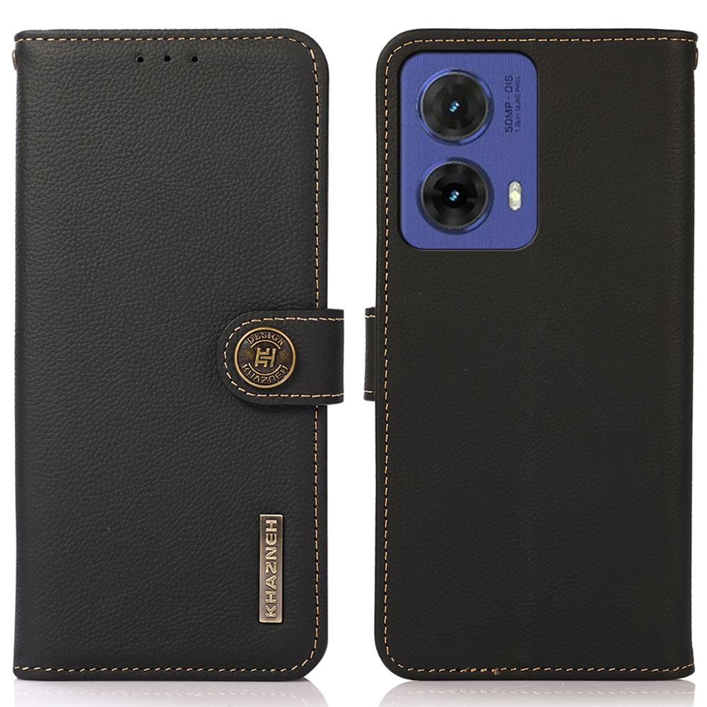 KHAZNEH For Motorola Moto G85 5G/S50 Neo 5G Case Genuine Cow Leather Wallet Phone Cover