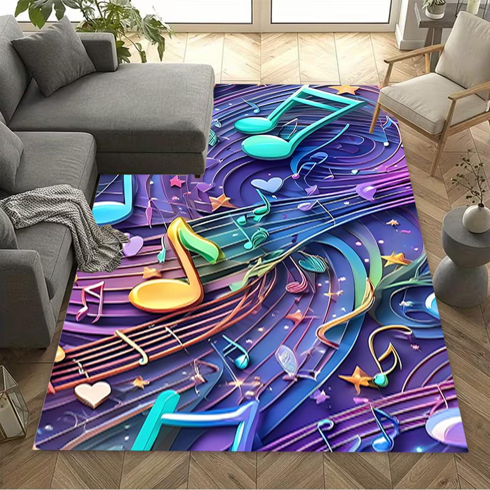 1pc music notes vinyl records and cassettes rug home carpet design for office decor gift living room bedroom