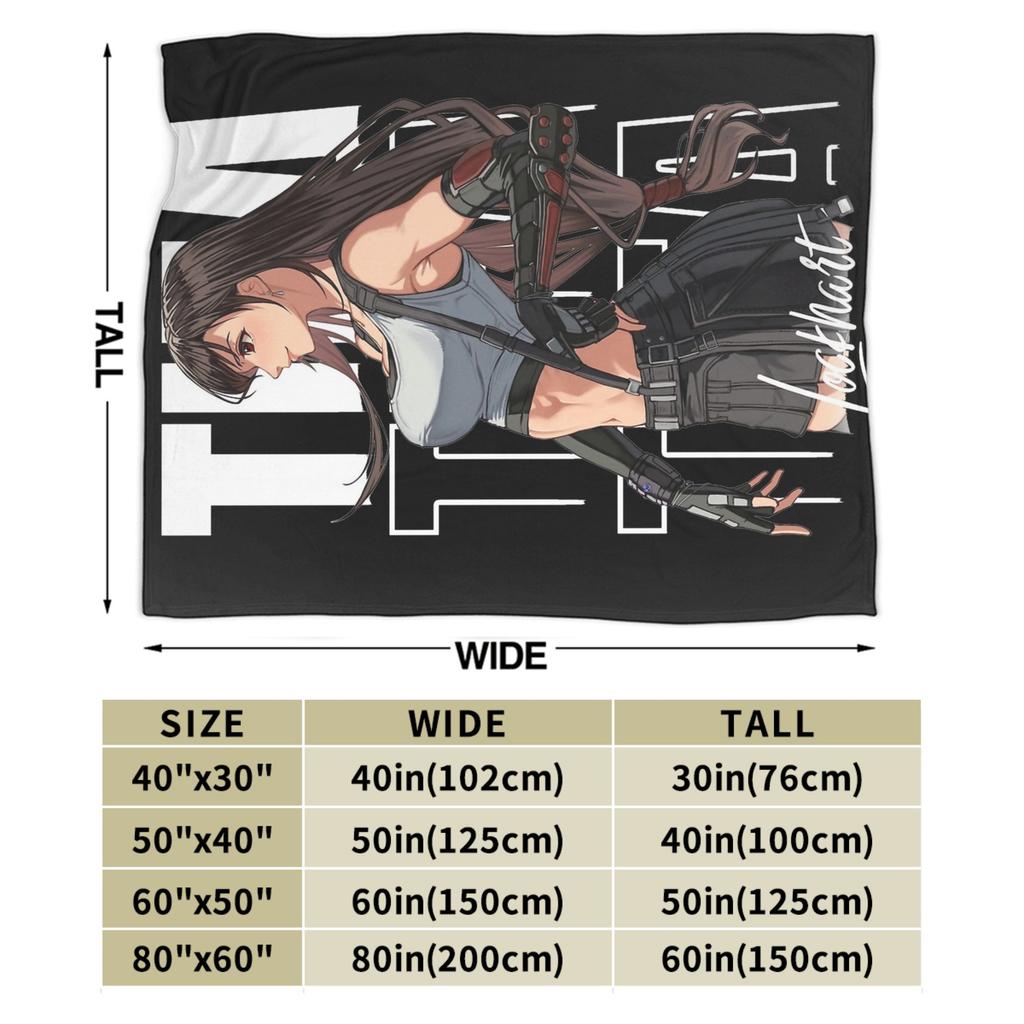 Anime Cheerful Tifa Lockhart  Flannel Throw Blankets Finals Fantasys  Blanket for Home Couch Super Warm Plush Thin Quilt,