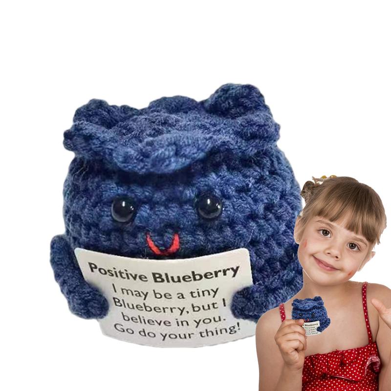 Positive Crocheted Crocheted Toy with Encouraging Card for Emotional Support Koala Rabbit Mouse Onion Blueberry Gift for Kids