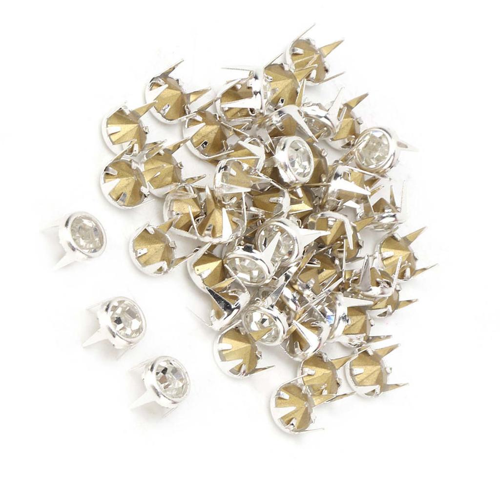 50PCS 7mm DIY Silver Round Claw A Grade Crystal Rhinestones for Crafts and Decoration