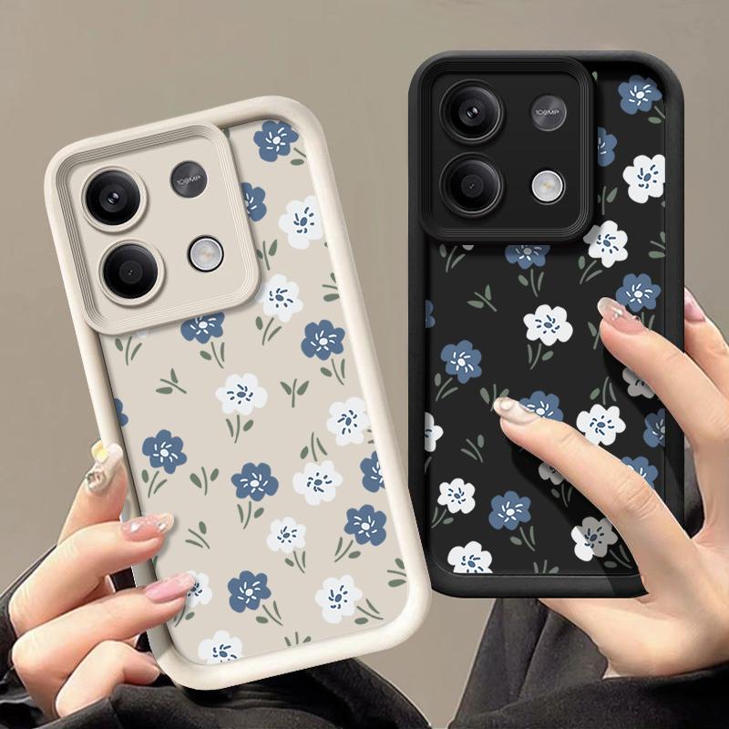 Blue White Flowers TPU Case For Xiaomi Redmi Note 13 14 Pro Plus 12 13 14 5G 13C Poco X6 X5 M6 F6 14T 13T Pro Soft Phone Cover