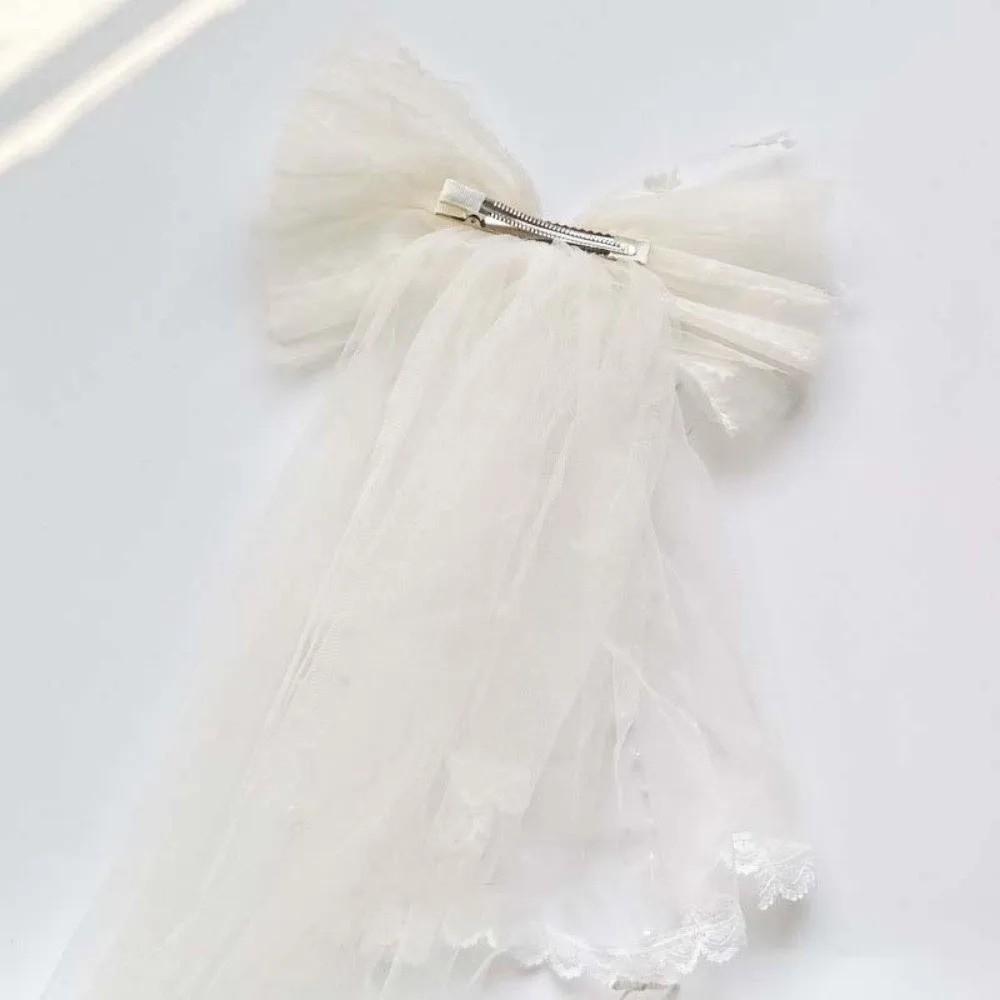 Mesh Beads Bow Veil Hair Clip Bridal Tulle Girls Headdress Fashion Head Gauze Party Cosplay