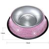 SAVORI Bling Dog Bowls Pink, 640ML Handmade Bling Rhinestones Stainless Steel Pet Bowls Double Food Water Feeder for Puppy Cats Dogs - Set of 2