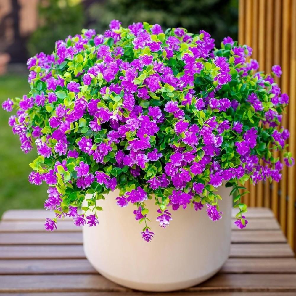 12pcs Artificial Eucalyptus Camellia Flower UV Resistant Party Supplies Fake Flowers Plastic Floral Bouquets DIY Accessories