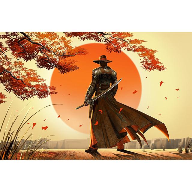 Japanese Sunset Samurai Posters and Prints Abstract Wall Art Picture Bushido Canvas Painting for Living Room Home Artwork Decor No Frame