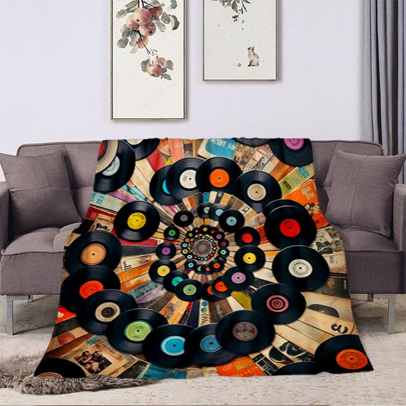 1PC Music Records printed blanket, all season lightweight home office outdoor nap multifunctional blanket A13