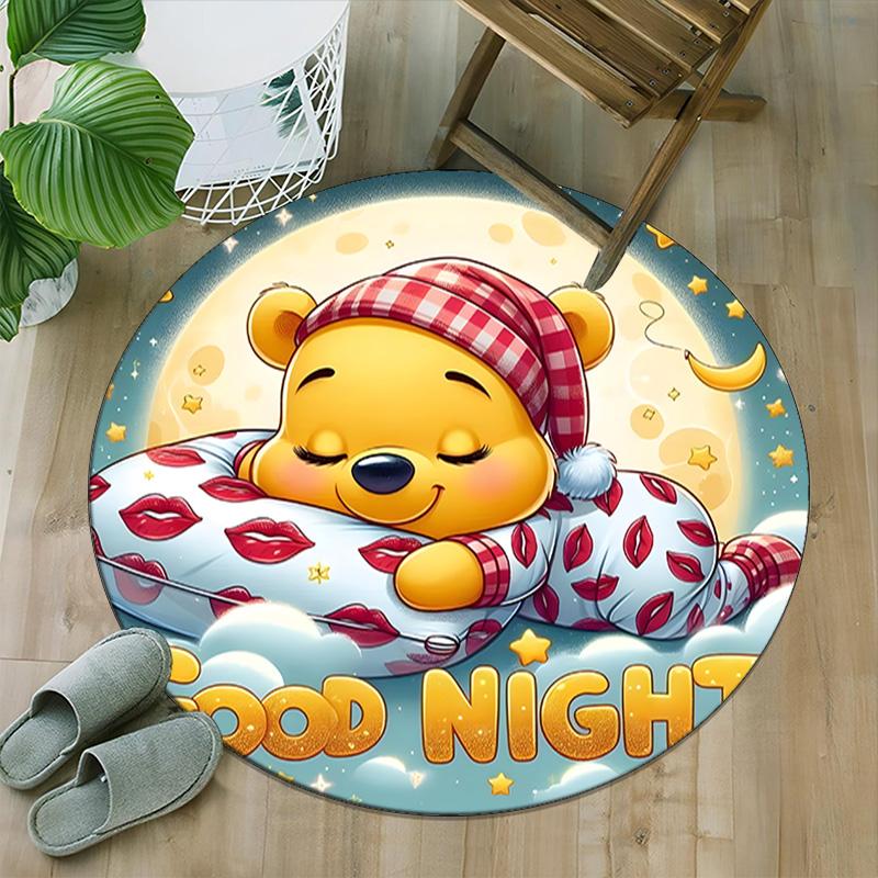 1pc Pooh Bear Carpet, Round Rug, Comfortable, Suitable for Entryways, Living Rooms, Office, And Bedrooms, Christmas Decoration