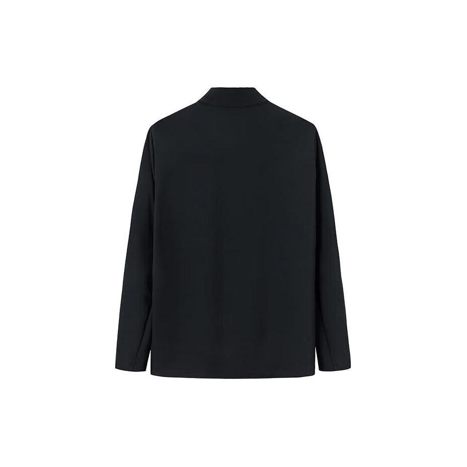 Anta Contrast Logo Print Stand Collar Running Knit Sports Jacket Men Jacket Pure-White Basic-Black 152417743S-1