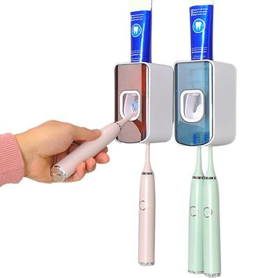 2 Stück Wandmontierter Zahnbürstenhalter mit Zahnpasta-Squeezer Starke Tragfähigkeit Universell Einfach zu installieren Zahnbürsten-Organizer