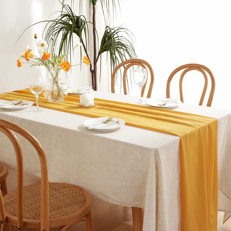 White Chiffon Table Runners Sheer Table Runner Wedding Arch Chair Sashes for Baby Shower Birthday Party Table Top Decoration