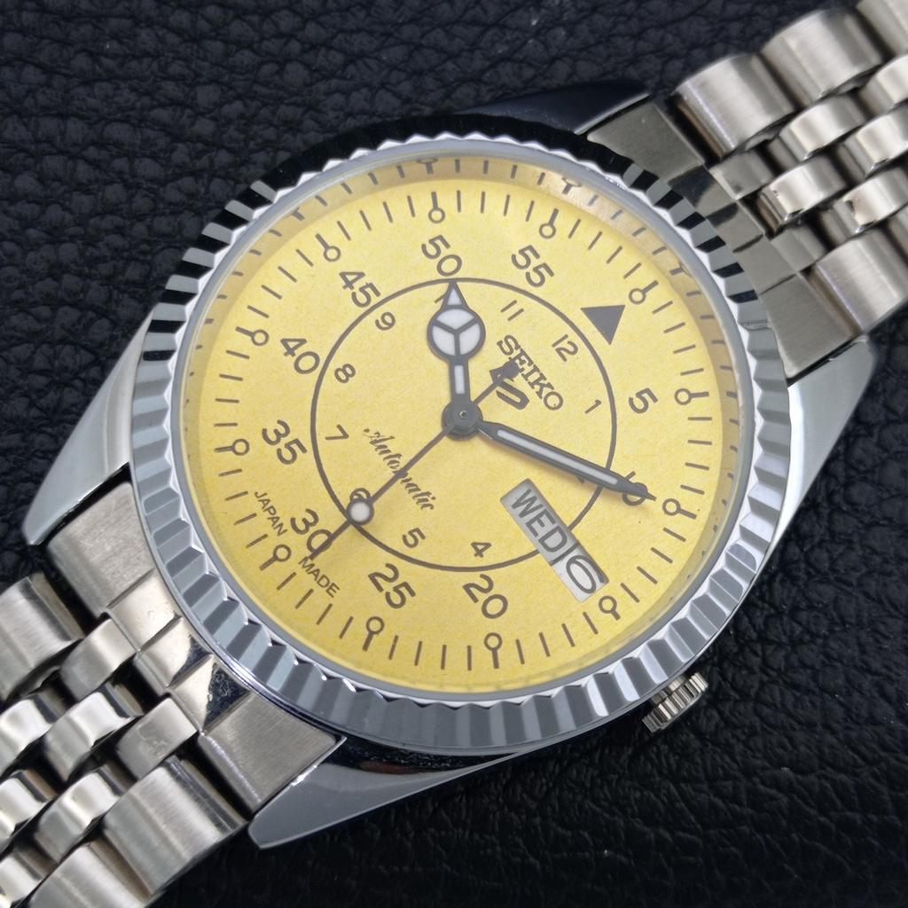 REFURBISHED SEIKO 5 AUTOMATIC 6309A JAPAN MENS VINTAGE YELLOW WATCH a442913-1