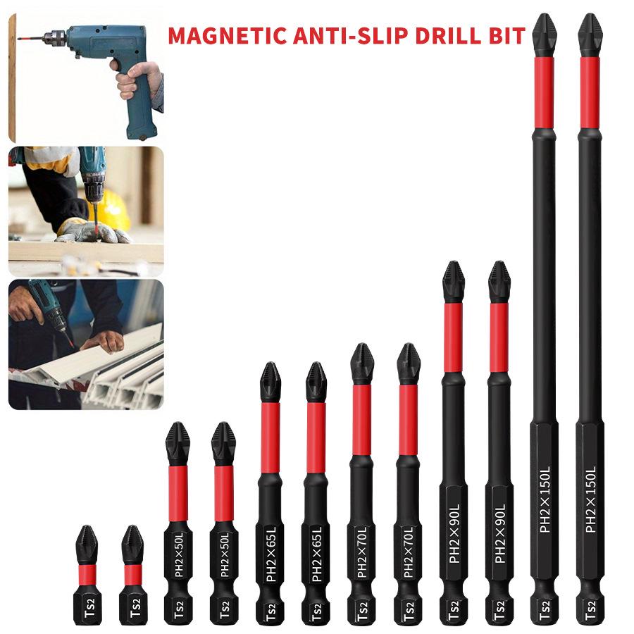 PH2 Magnetic Anti-Slip Phillips Screwdriver Bit Set, 25-150mm, High Hardness Electric Screwdriver Heads