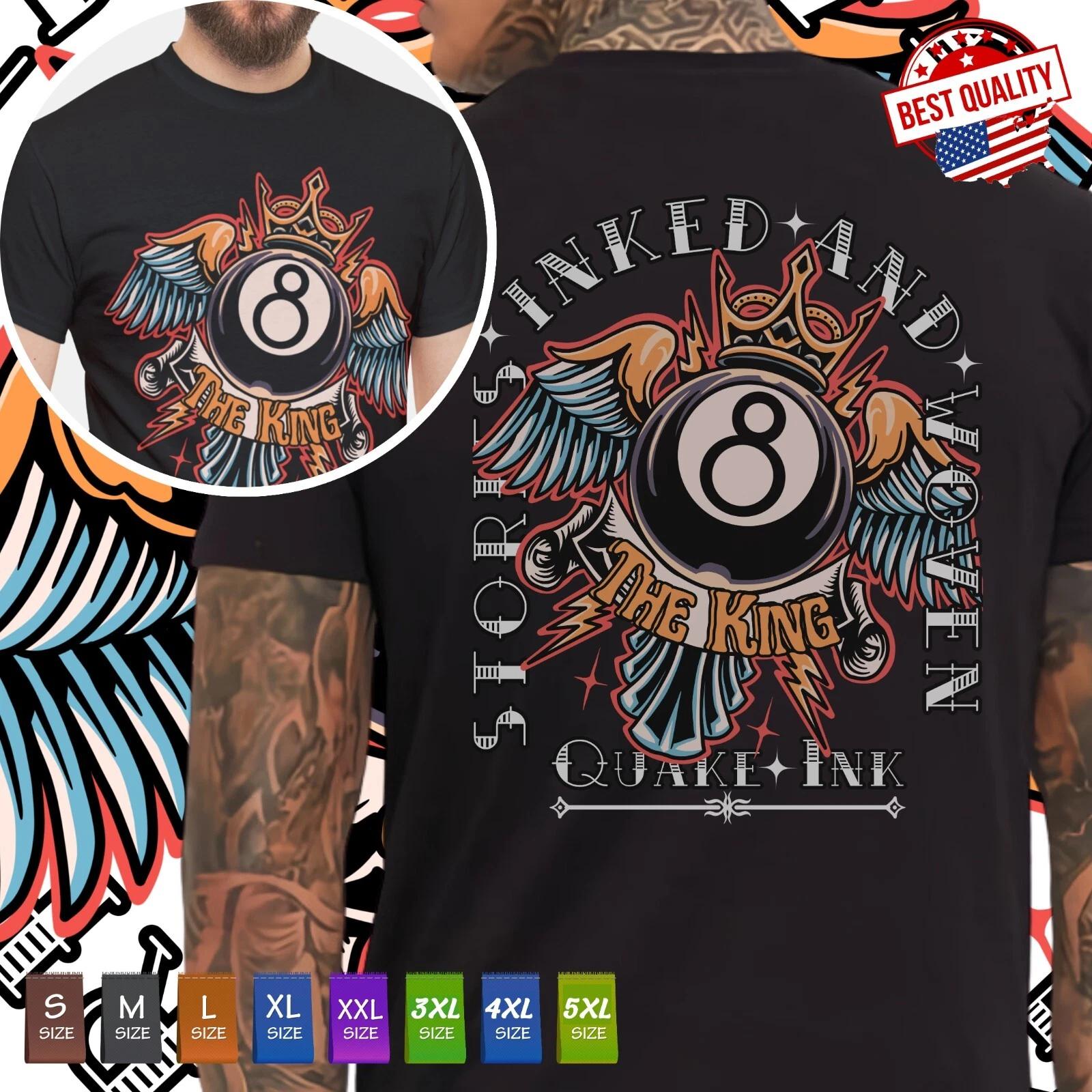 

Old School 8 Ball the King of Billiards Tattoo T-Shirt Clothing Tee Gift For Her XL
