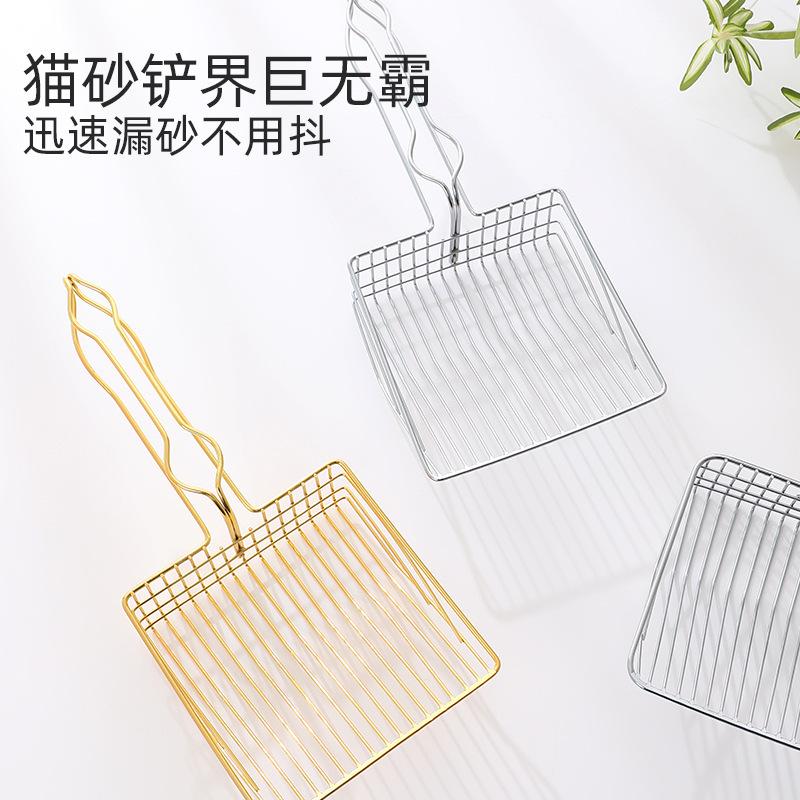 Cat litter shovel Fine hole cat shit shovel Large suitable for all kinds of cat litter Wooden handle Metal stainless steel cat litter shovel