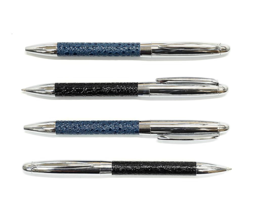 Genuine Brass Rotating Ballpoint Director in Premium Gift Black 2-Pack Leather-Wrapped Pens, Style, Box, K7-PD03-2-B